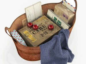 pottery barn hayes leather storage basket 3D Модель