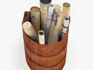 pottery barn hayes leather storage basket 3D Модель