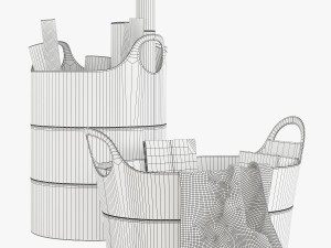 pottery barn hayes leather storage basket 3D Модель
