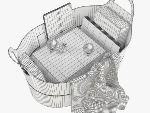 pottery barn hayes leather storage basket 3D Модель