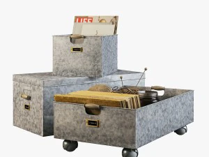 도자기 헛간 아연 도금 보관 바구니 3D 모델