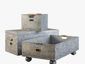 pottery barn galvanized storage baskets 3D Model
