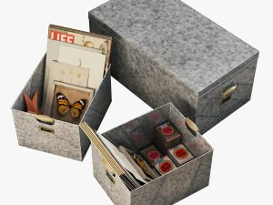 pottery barn galvanized storage baskets 3D Model