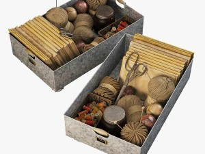 pottery barn galvanized storage baskets 3D Model