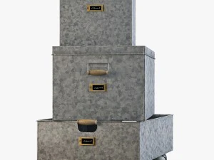 pottery barn galvanized storage baskets 3D Model