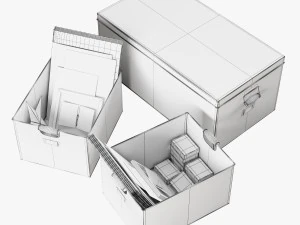 pottery barn galvanized storage baskets 3D Model