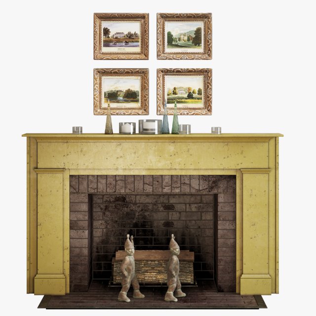 Fireplace set 1 3D Model .c4d .max .obj .3ds .fbx .stl .blend 