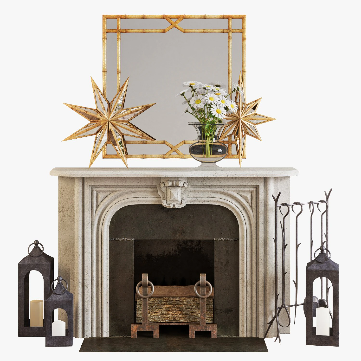 Fireplace set 2 3D Model .c4d .max .obj .3ds .fbx .stl .blend