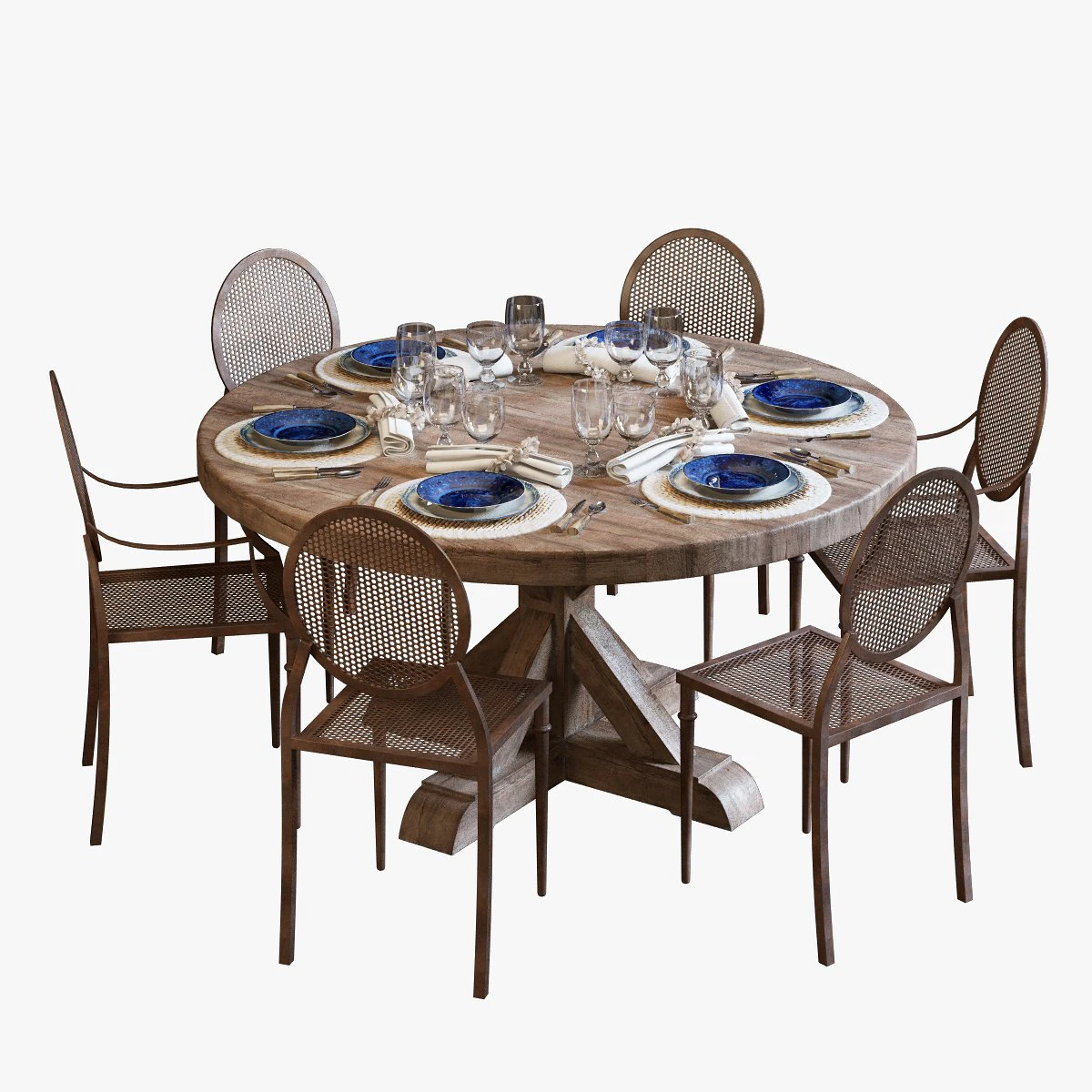 Flamant dinning set 001 3D Model .c4d .max .obj .3ds .fbx .stl .blend 