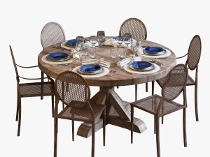 Flamant dinning set 001 3D Model