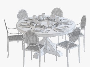 Flamant dinning set 001 Modèle 3D