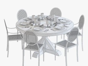Flamant dinning set 001 3D Model