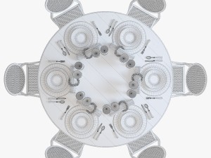 Flamant dinning set 001 Modèle 3D