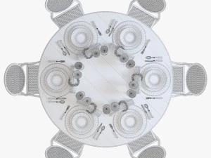 Flamant dinning set 001 3D Model