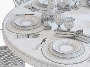 Flamant dinning set 001 Modèle 3D