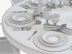 Flamant dinning set 001 3D Model