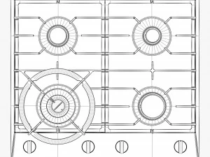 asko hg1666sb gas cooktop 3D Model