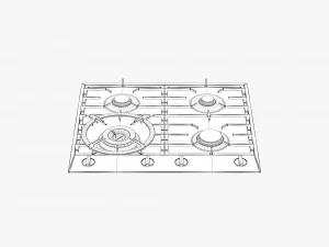 asko hg1666sb gas cooktop 3D Model
