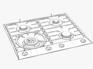 asko hg1666sb gas cooktop 3D Model