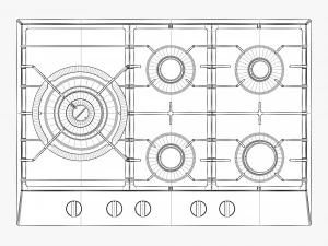 asko hg1776sb gas cooktop 3D Model