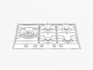 asko hg1776sb gas cooktop 3D Model