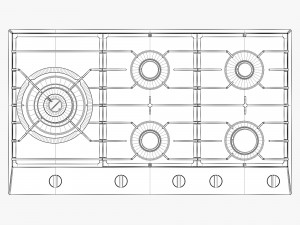 asko hg1986ab gas cooktop Model 3D