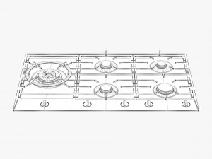 asko hg1986sb gas cooktop 3D Model