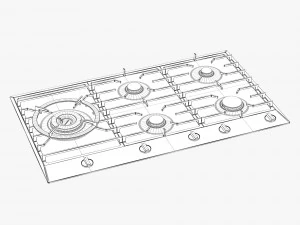 asko hg1986sb gas cooktop 3D Model