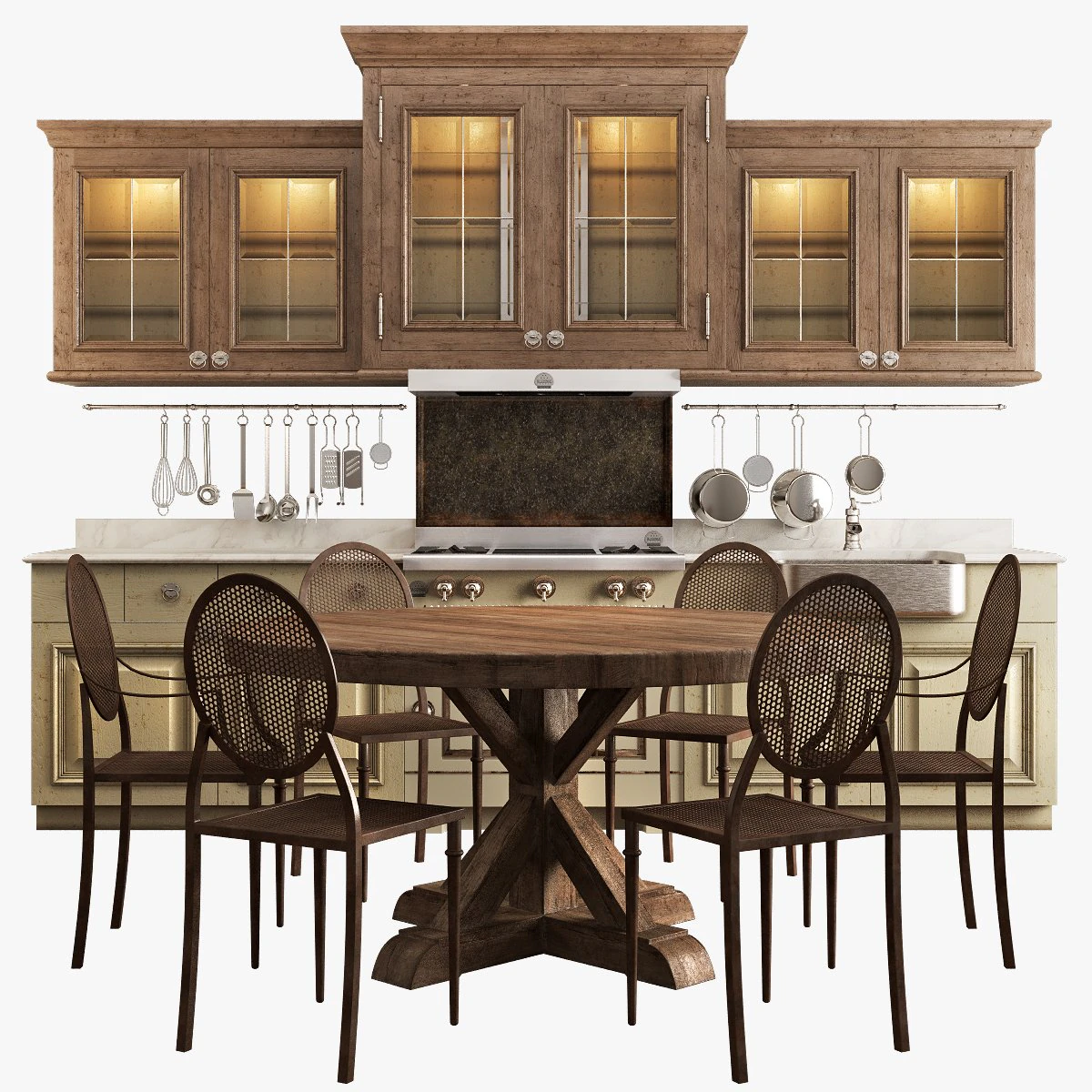 Klassische K&uuml;che 001 3D Modell .c4d .max .obj .3ds .fbx .stl .blend 