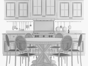 Classic kitchen 001 3D Model
