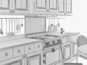 Classic kitchen 001 3D Model