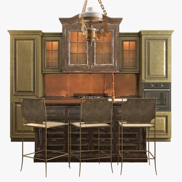 Classic kitchen 002 Model 3D .c4d .max .obj .3ds .fbx .stl .blend 