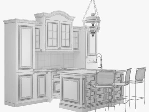 Cozinha cl&aacute;ssica 002 Modelo 3D
