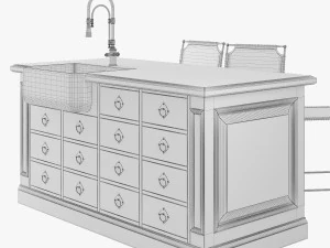 Cozinha cl&aacute;ssica 002 Modelo 3D