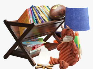 板条箱和桶装饰儿童房套装 002 3D 模型