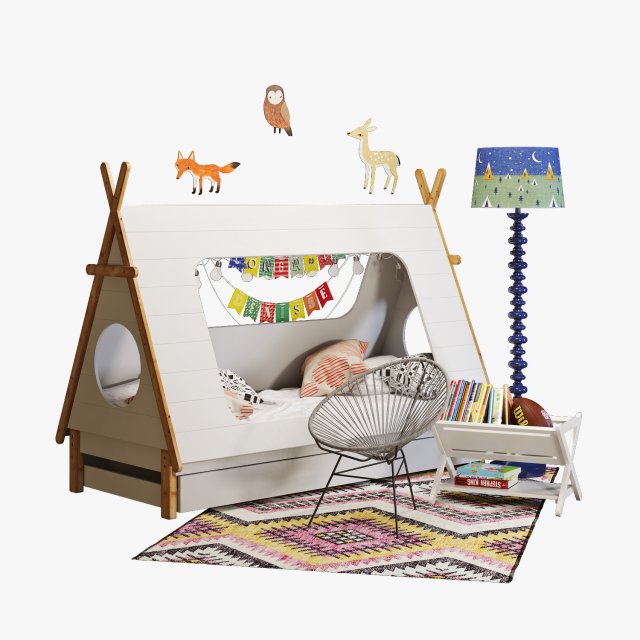 domayne tee pee bedcrate and barrel decoration 3D Model .c4d .max .obj .3ds .fbx .stl .blend 