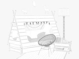 domayne tee pee bedcrate and barrel decoration 3D Model