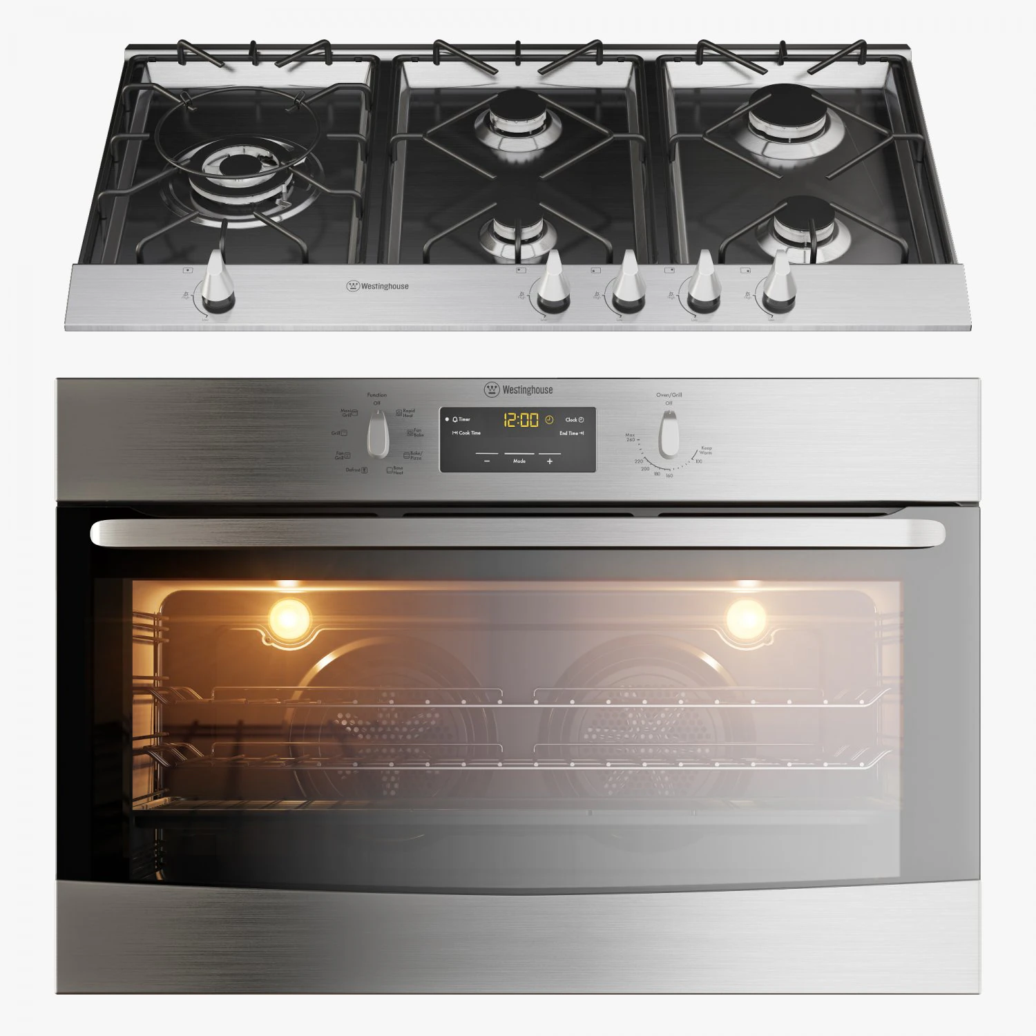 westinghouse whg952sb wve914s oven and cooktop 3D Model .c4d .max .obj .3ds .fbx .stl .blend 