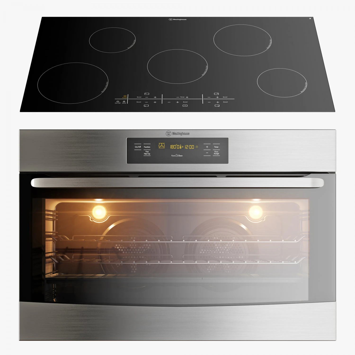 westinghouse whi954ba wvep916sb oven and cooktop 3D Model .c4d .max .obj .3ds .fbx .stl .blend