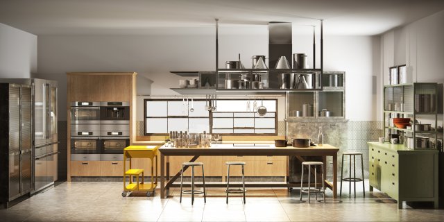 Scavolini diesel social kitchen type 001 3D Model .c4d .max .obj .3ds .fbx .stl .blend 