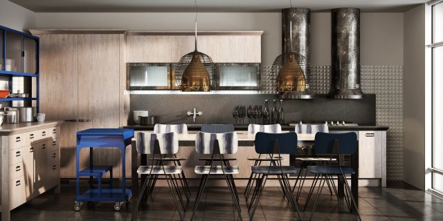 Scavolini diesel social kitchen type 002 Modèle 3D .c4d .max .obj .3ds .fbx .stl .blend 