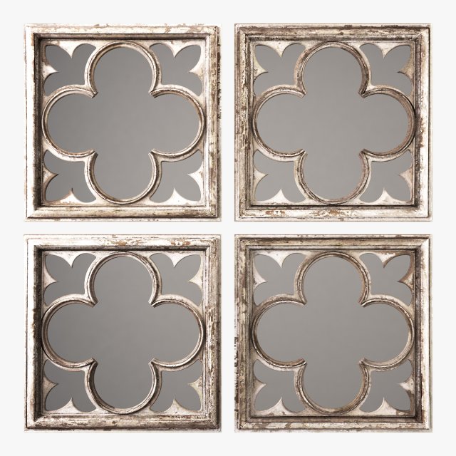 uttermost vellauni aged white and weathered wood quatrefoil mirrors Modello 3D .c4d .max .obj .3ds .fbx .stl .blend 