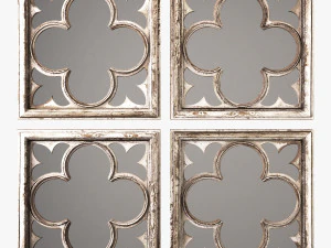 cermin quatrefoil kayu putih dan lapuk vellauni paling tua Model 3D