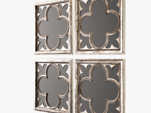 uttermost vellauni aged white and weathered wood quatrefoil mirrors Modello 3D