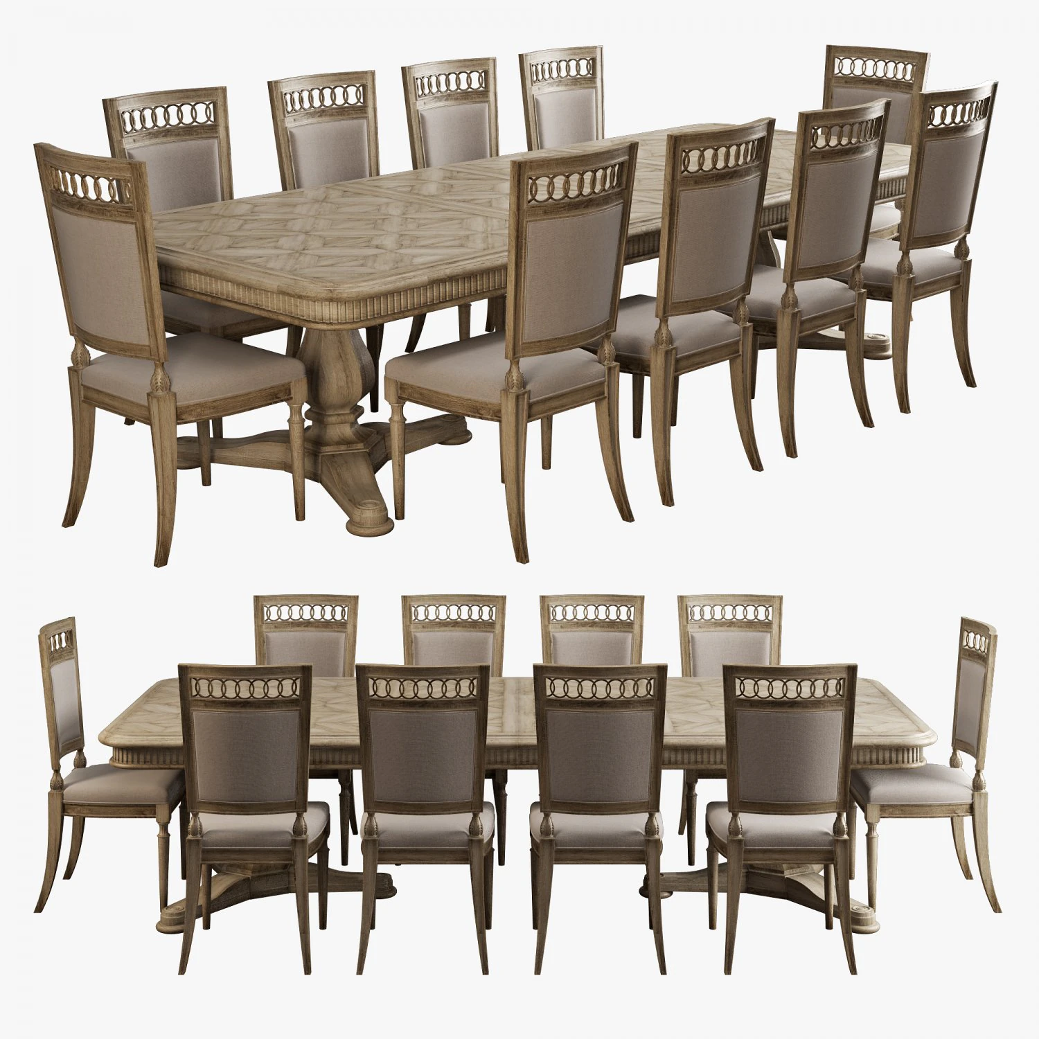 art furniture dining set 001 3D Model .c4d .max .obj .3ds .fbx .stl .blend 