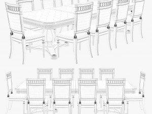 art furniture dining set 001 3D Model