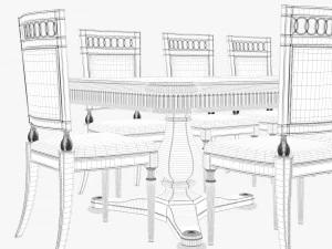 art furniture dining set 001 3D Model