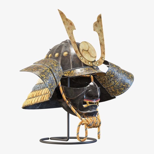 3d kabuto helmet model Model 3D .c4d .max .obj .3ds .fbx .stl .blend 