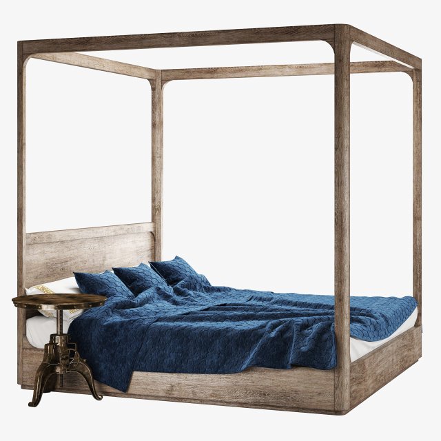 restoration hardware martens four-poster bed 3D Model .c4d .max .obj .3ds .fbx .stl .blend 