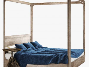 restoration hardware martens four-poster bed 3D Model